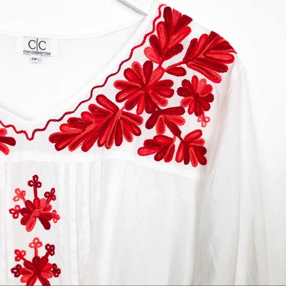 C|C Collection Boho Embroidered White Long Sleeve - Picture 3 of 11